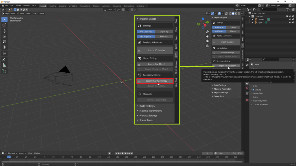 Importing the character into Blender via Auto Setup tool.