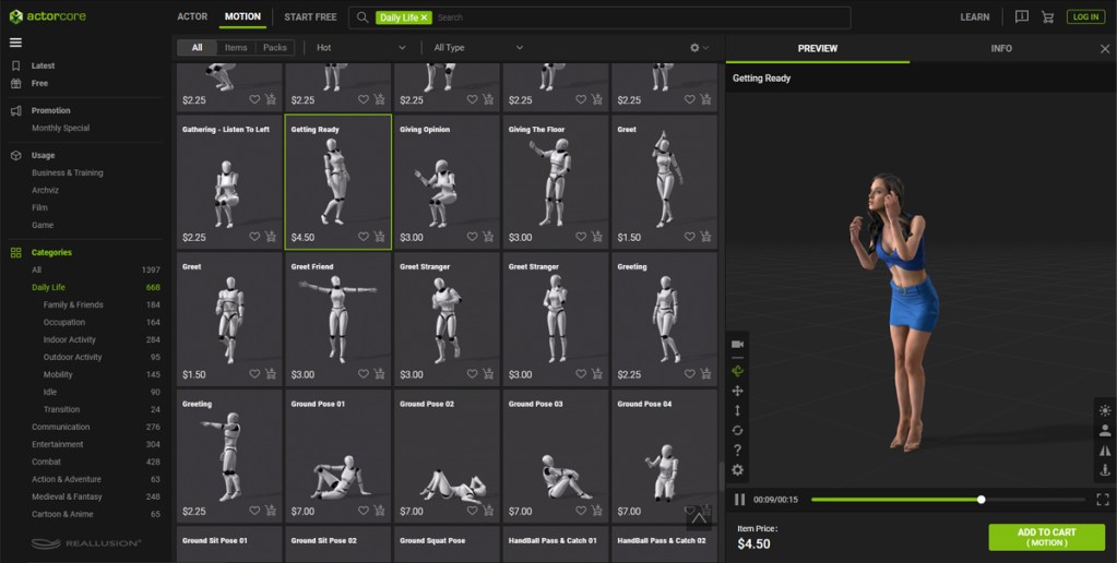 Reallusion 3D avatars are fully compatible with ActorCore motions.
