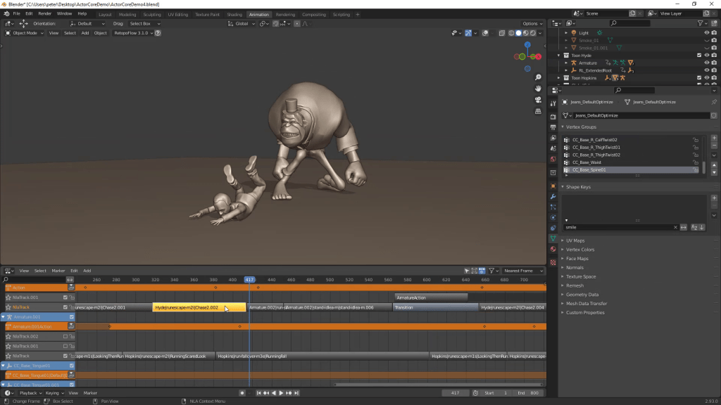 Blender's non-linear animation editor.