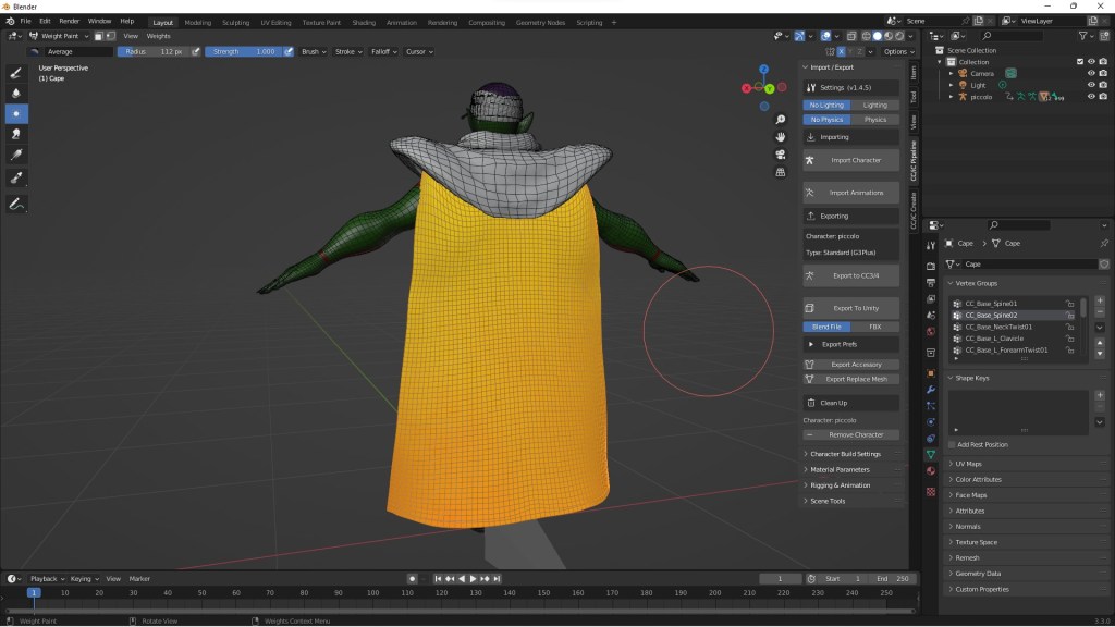 Easy Cape Physics on Dragon Ball Piccolo Free Blender Addon