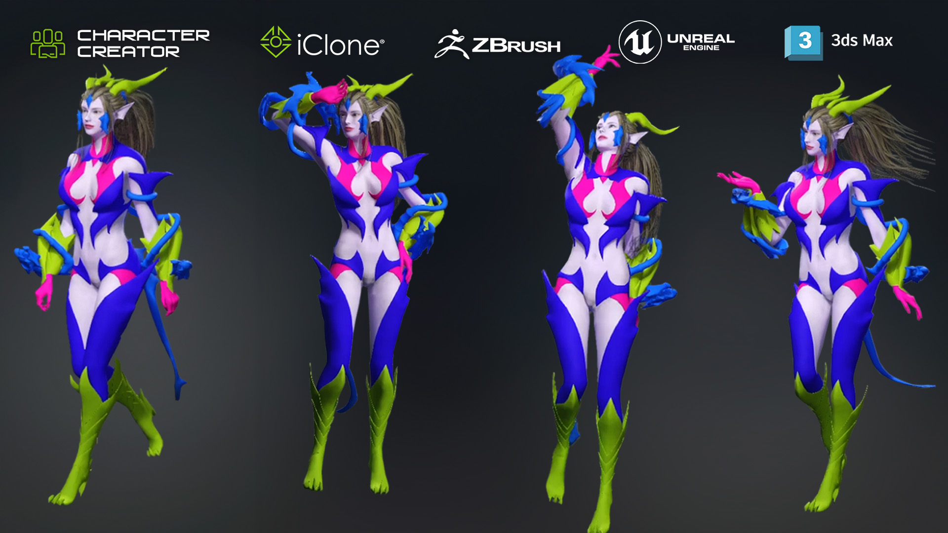 A number of Poses for League of Legends Character: The Making of Dragon Sorceress Zyra