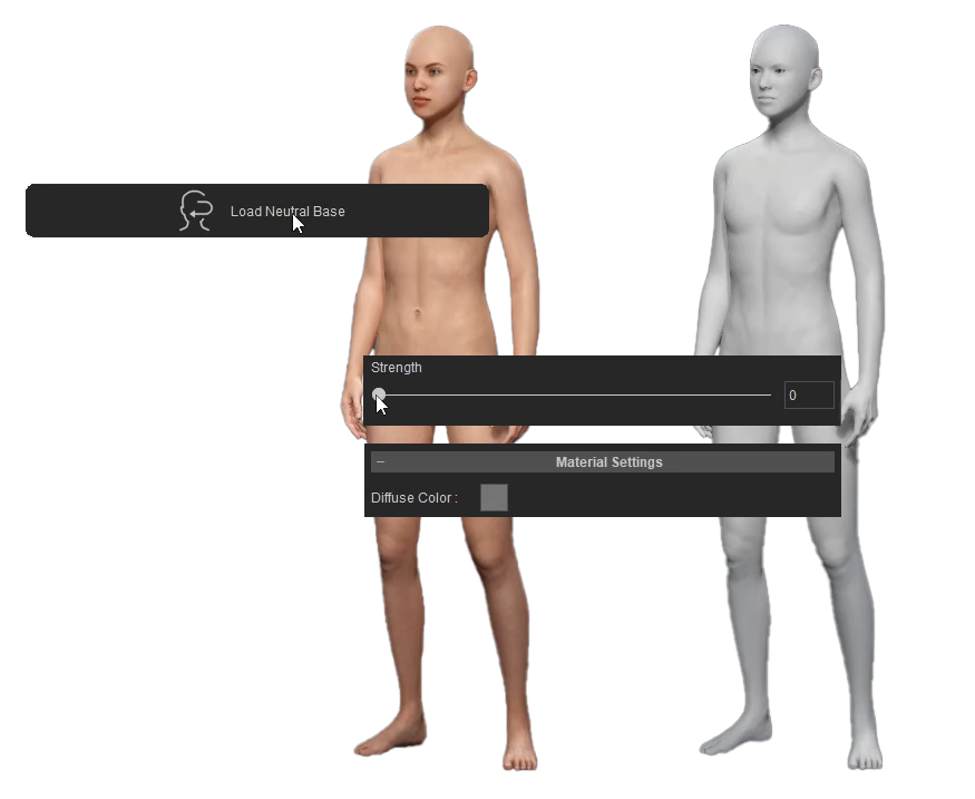 Loading Character Creator model to and lowering texture intensity