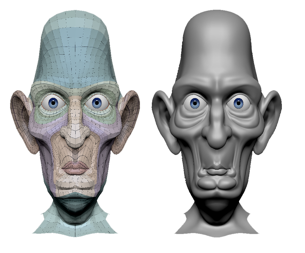 Mesh topology regions that will be affected by facial expressions
