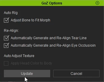 GoZ options in Character Creator