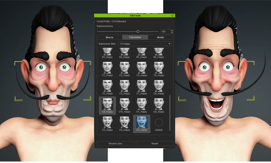 Testing the facial expressions with Character Creator Edit Facial Panel