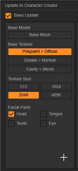 Select “Polypaint>Diffuse” in the Base Texture options