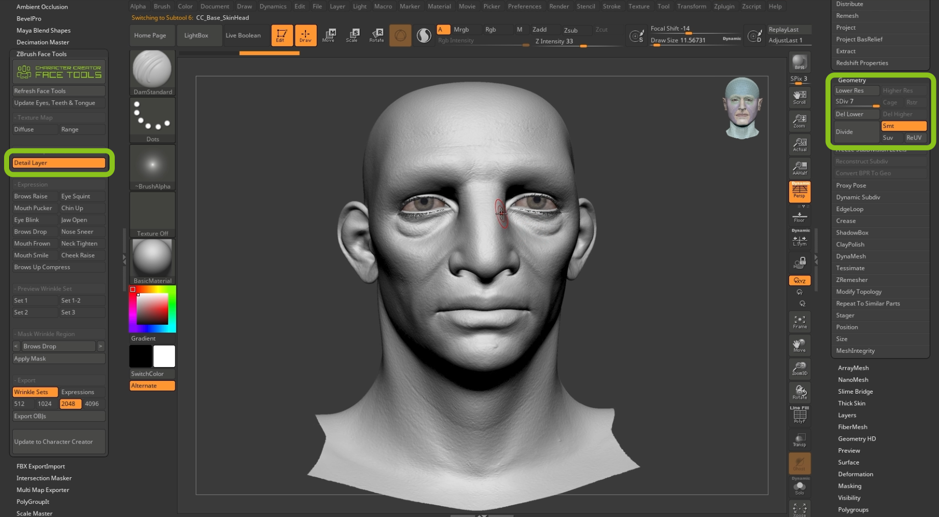 Easy Facial Rig in ZBrush with Face Tools (2/4): Detailing & Polypaint ...
