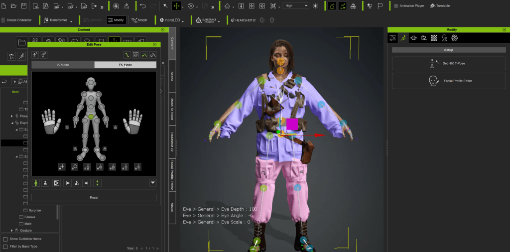 A quick pose adjustment to ensure the outfit aligns the character properly