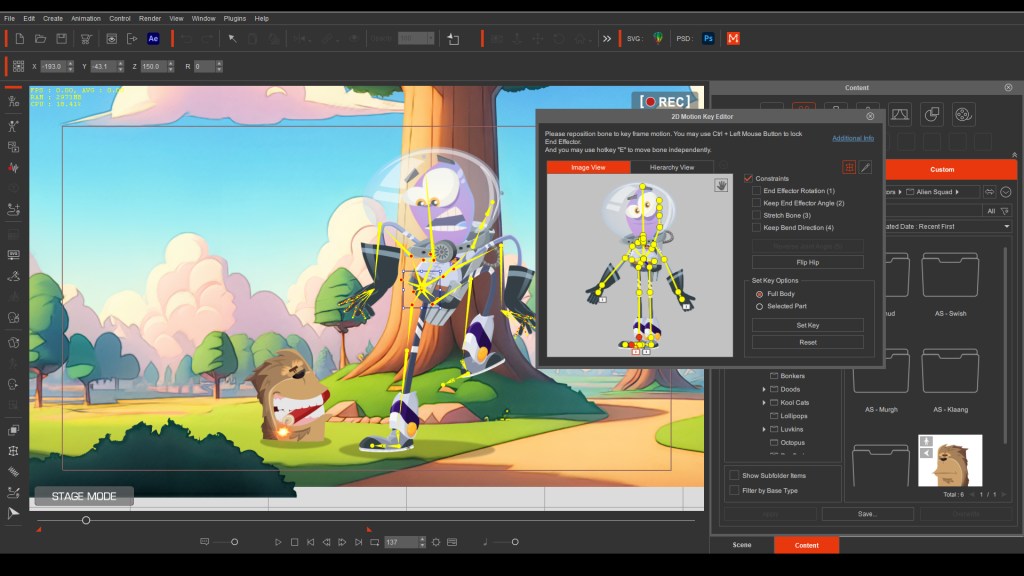 Employing the 2D Motion Key Editor in Cartoon Animator
