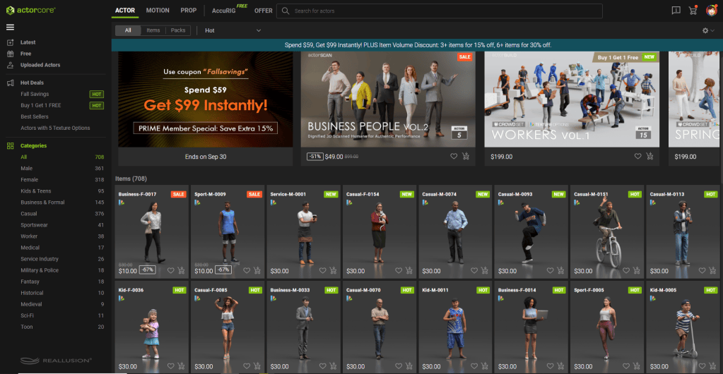 ActorCore provides a range of high-quality character assets.