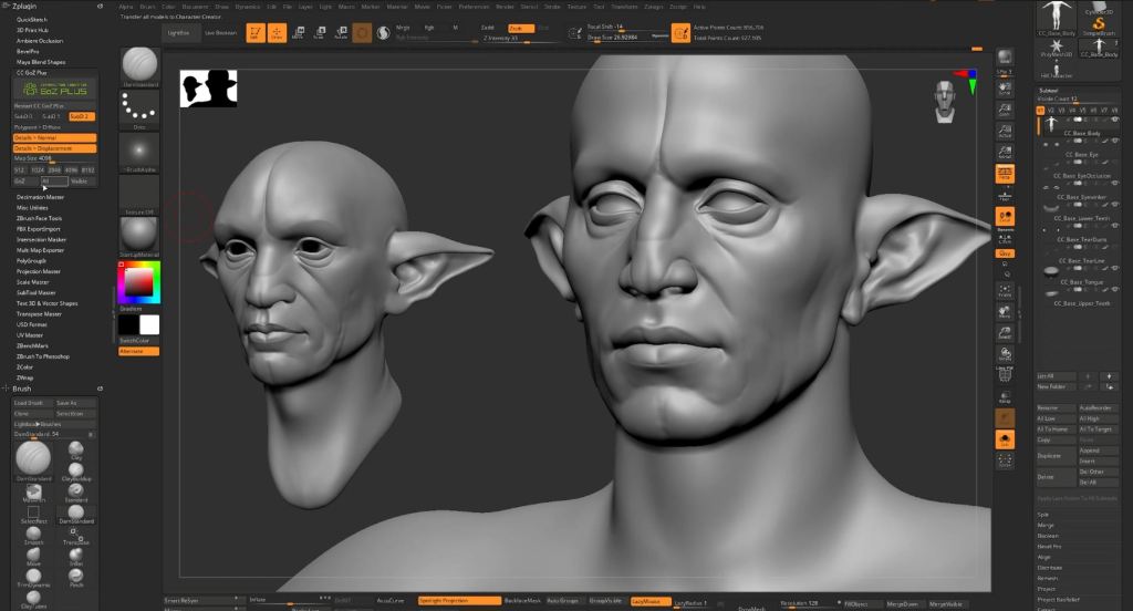  I used GOZ Plus to send the character back to ZBrush and refine and resculpt some of the facial features back.