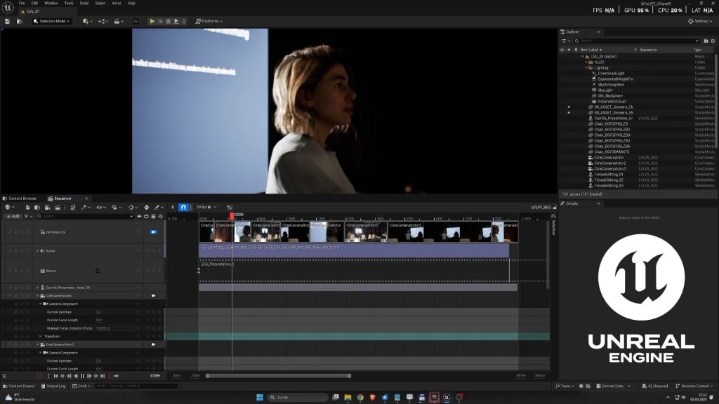 The exported animation from iClone is now ready for composition in Unreal Engine