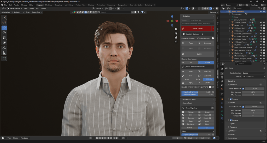 With Reallusion Blender auto setup, shaders, rig, hair, and clothing came across intact