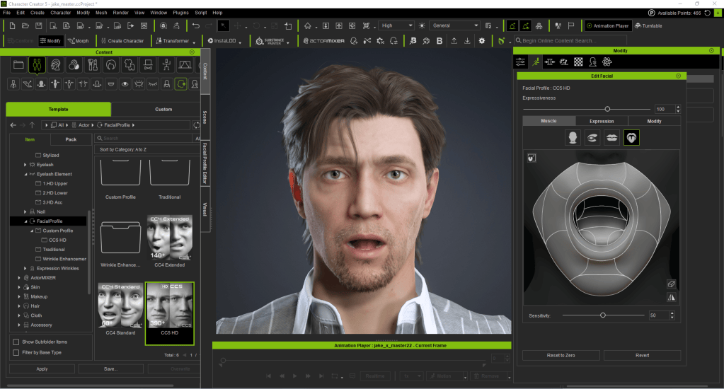 the facial details of a character in Character Creator 5