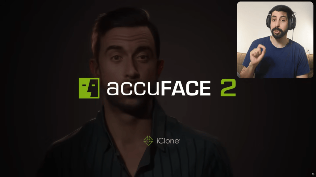 Neri Neto highlights Reallusion's AccuFACE 2 plugin for iClone for realistic 3D facial motion capture, showing a character.
