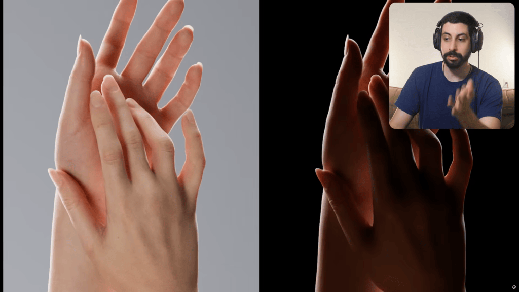 Reallusion's RTX Render: 3D hands in Character Creator 5/iClone 8. Neri Neto highlights realistic skin with RTX Render.
