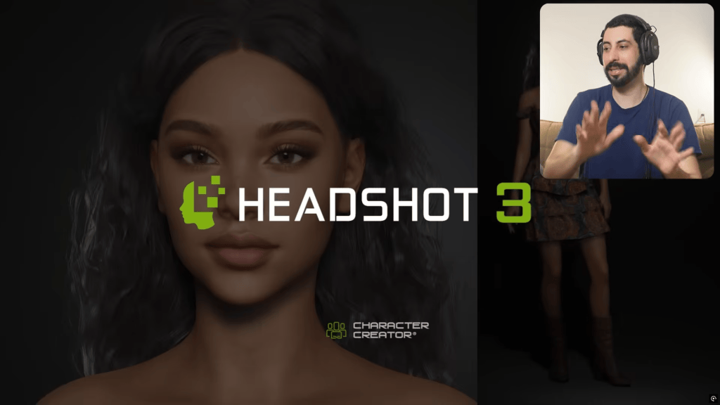 Neri Neto discusses Reallusion's Headshot 3 (CC5) and a Hybrid AI 3D character demonstrating full-body generation.
