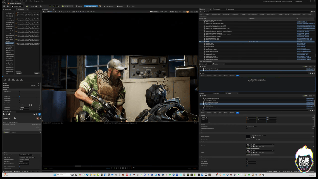 Unreal Engine UI: Powell & Cyberpunk Samurai 3D characters. Animating game-ready models using Character Creator/iClone Live Link.