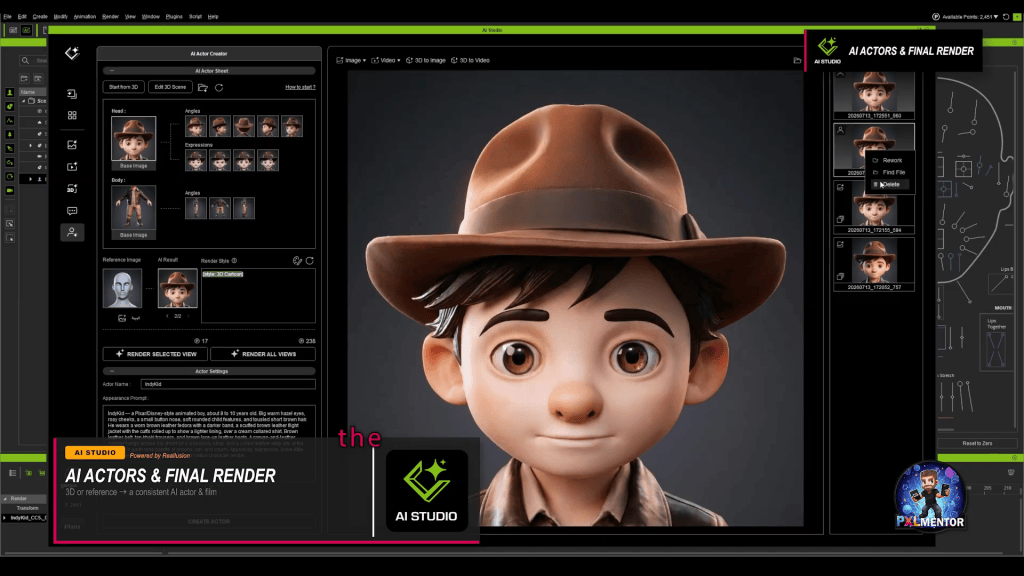 AI Studio offers two primary methods for creating AI actors: directly from your iClone 3D character (using a simple button press to create a character sheet) or from reference images.