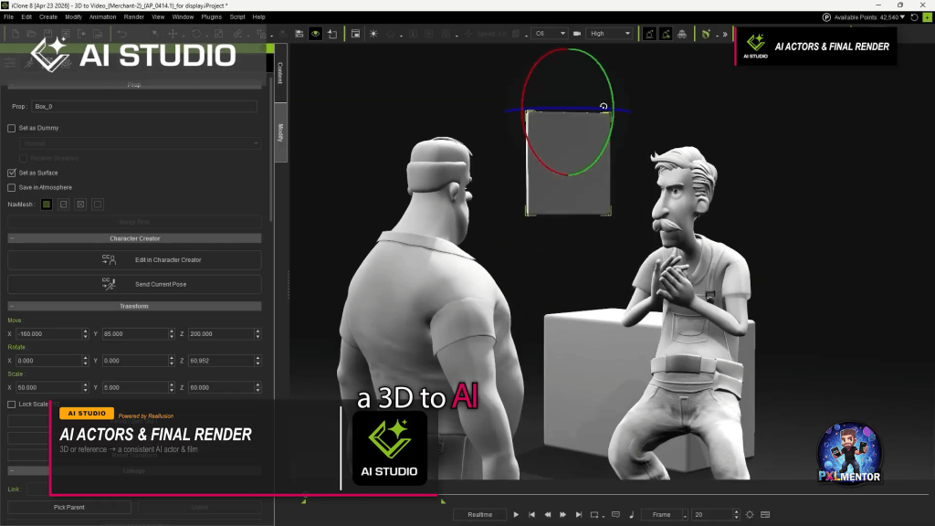 Reallusion's AI Studio, built directly inside iClone 8, is a revolutionary 3D-to-AI workflow that addresses this head-on. Launched recently, AI Studio transforms your 3D characters into consistent AI Actors.