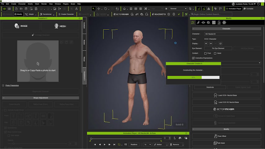  In the Body tab, PhiBix specifies an elderly, rather slender man. The regenerated body becomes more consistent with the intended age and physique