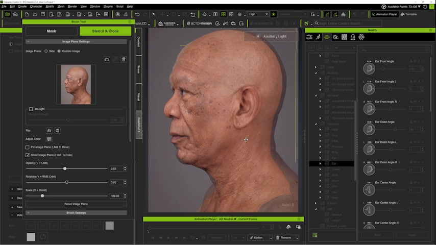Profile alignment. A 2-degree tilt and a scale of 189% produce a close match for this reference.