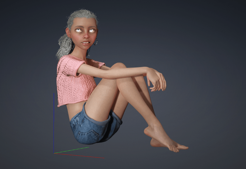 Kabengo! Games' stylized 3D female character in Character Creator 5 UI, blending realism & cartoon for Unreal Engine 5.
