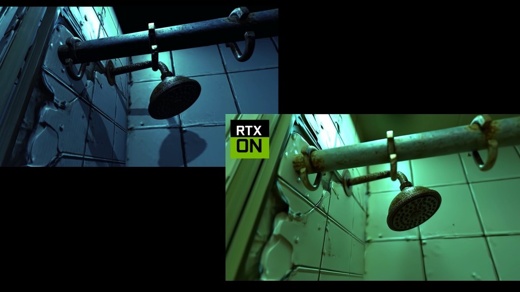 iClone 8 RTX Render visual comparison: Physically accurate path-traced rendering OFF (left) vs. ON (right) for stunning realism.
